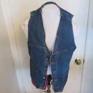 Silver Spur Women's Size L Western Style BLUE Denim Jean Vest Vintage USA Made